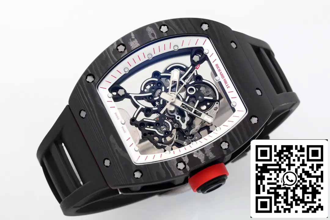 RICHARD MILLE RM055 ZF 2024 1:1 Best Edition Cassa in fibra di carbonio Pomello rosso Cinturino nero 