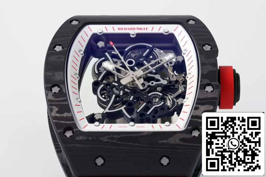 RICHARD MILLE RM055 ZF 2024 1:1 Best Edition Cassa in fibra di carbonio Pomello rosso Cinturino nero 