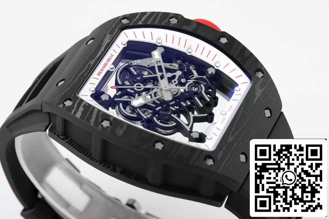 RICHARD MILLE RM055 ZF 2024 1:1 Best Edition Cassa in fibra di carbonio Pomello rosso Cinturino nero 