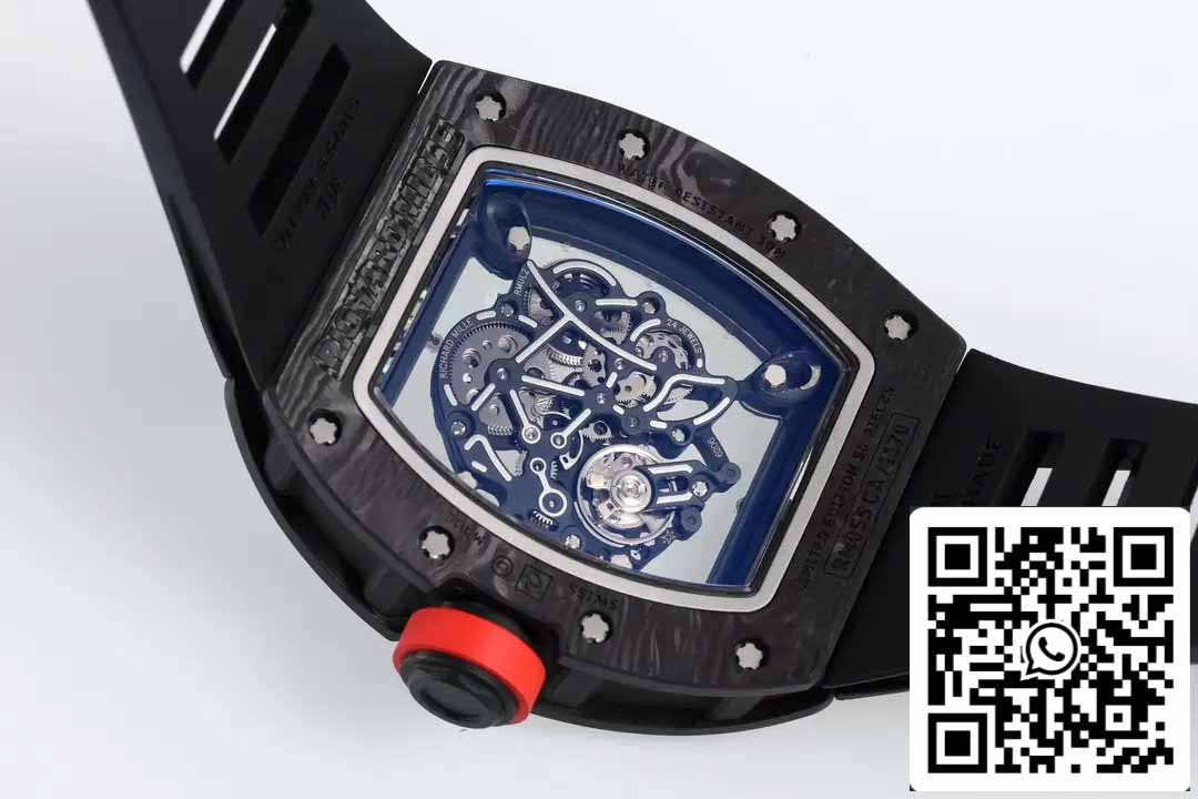 RICHARD MILLE RM055 ZF 2024 1:1 Best Edition Cassa in fibra di carbonio Pomello rosso Cinturino nero 