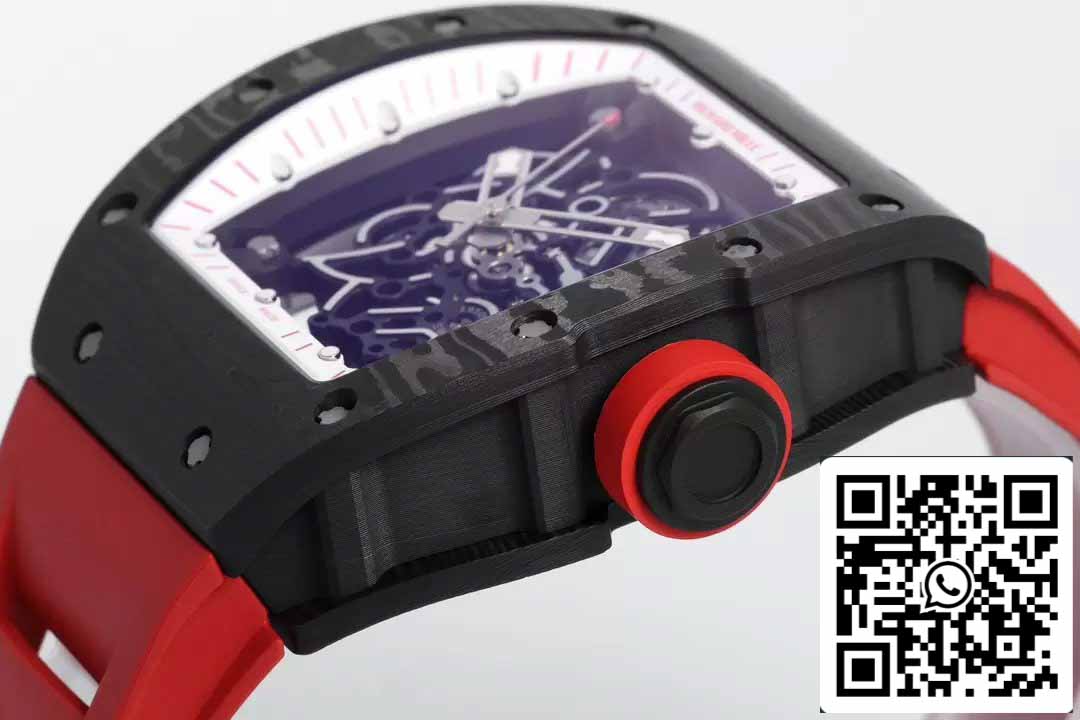 RICHARD MILLE RM055 ZF 2024 1:1 Best Edition Caja de fibra de carbono Correa y perilla rojas 