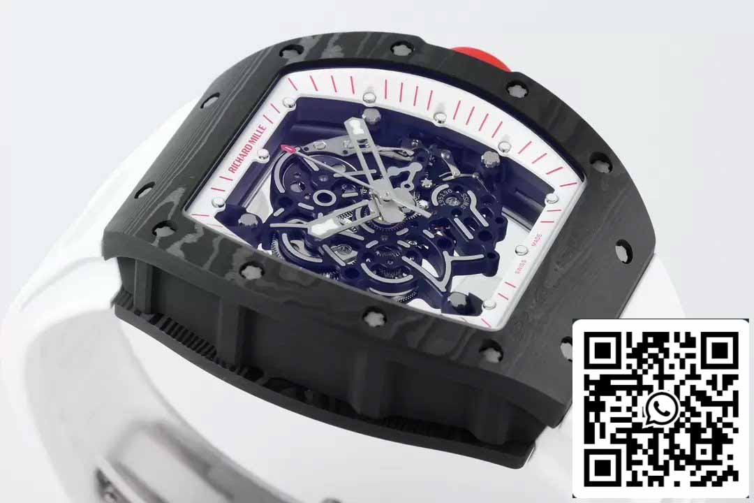 RICHARD MILLE  RM055  ZF 2024 1:1 Best Edition Carbon Fiber Case Red Knob White Strap