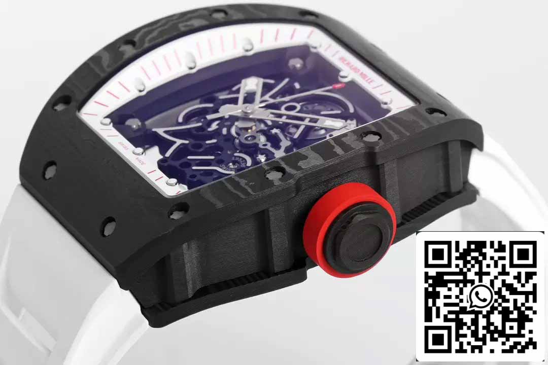 RICHARD MILLE RM055 ZF 2024 1:1 Best Edition Cassa in fibra di carbonio Pomello rosso Cinturino bianco 