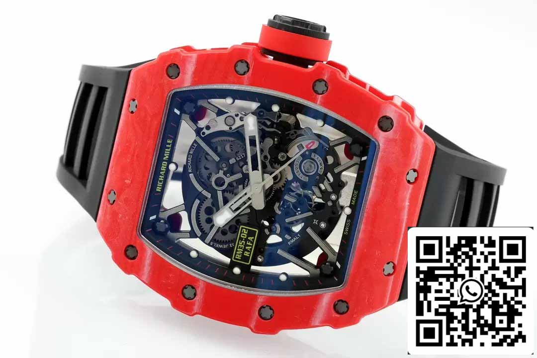 Richard Mille RM035-02 NTPT Carbon 1:1 Best Edition ZF Factory Red Demon Version Cinturino Nero 