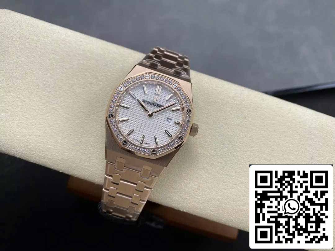 Audemars Piguet 67651 Quartz 33mm 1:1 Best Edition ZF Factory White Dial Rose Gold Diamond