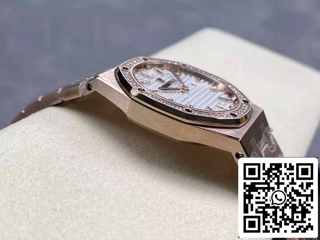 Audemars Piguet 67651 Quarzo 33mm 1:1 Best Edition ZF Factory Quadrante Bianco Oro Rosa Diamante