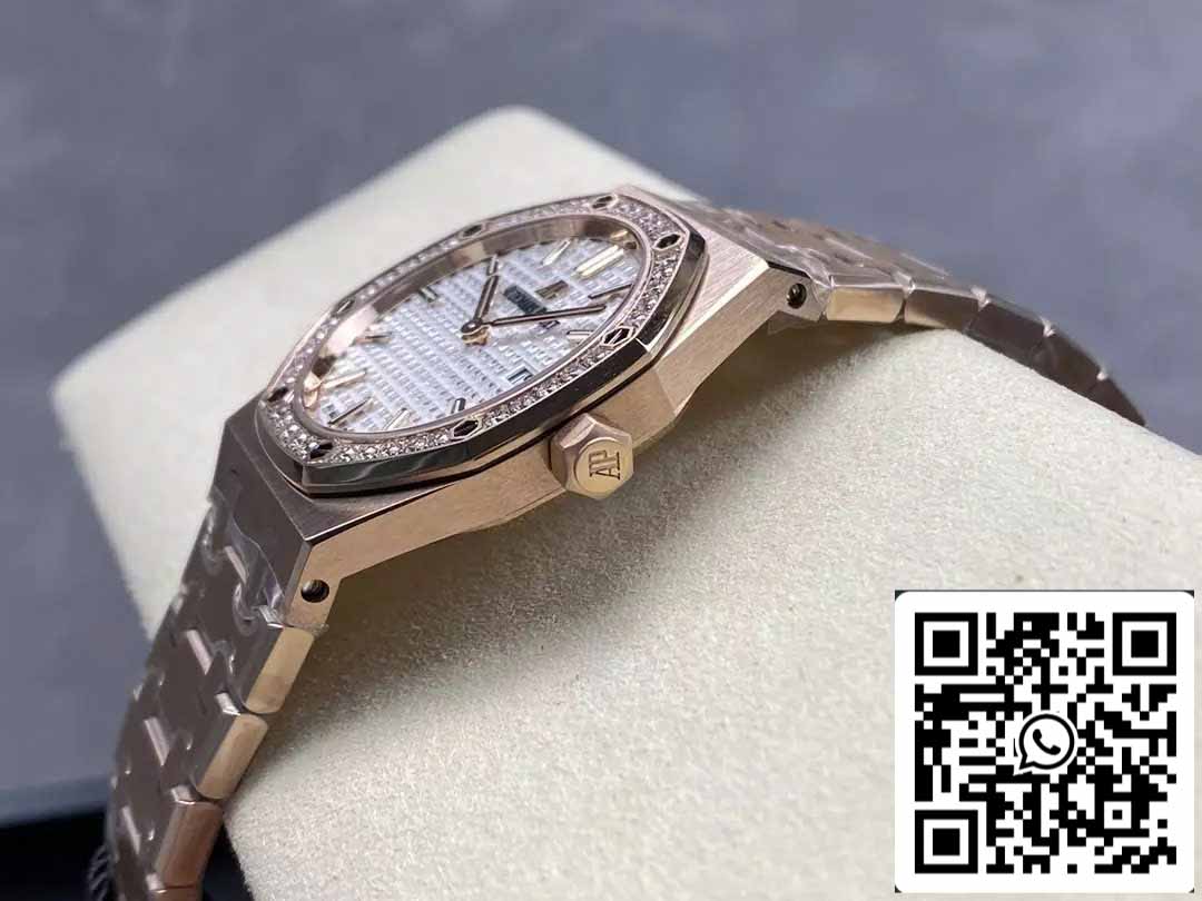 Audemars Piguet 67651 Quarzo 33mm 1:1 Best Edition ZF Factory Quadrante Bianco Oro Rosa Diamante