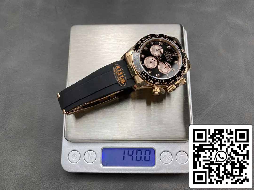 Rolex Cosmograph Daytona m126515LN 1:1 Best Edition QF Factory 4131 Movimento Quadrante Nero Oro Rosa