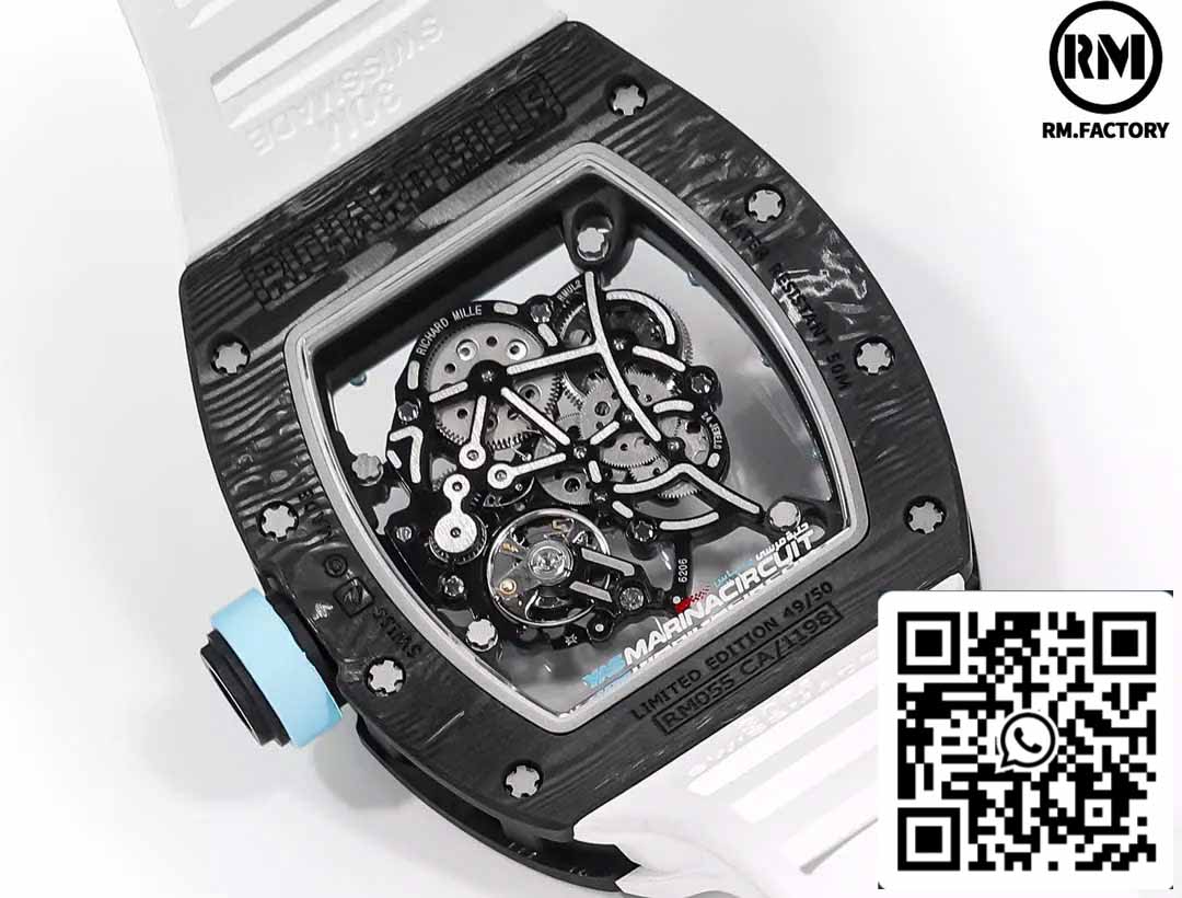 RICHARD MILLE RM055 Cassa in fibra di carbonio 1:1 Best Edition RM Factory nuovissimo 2024 Quadrante blu 