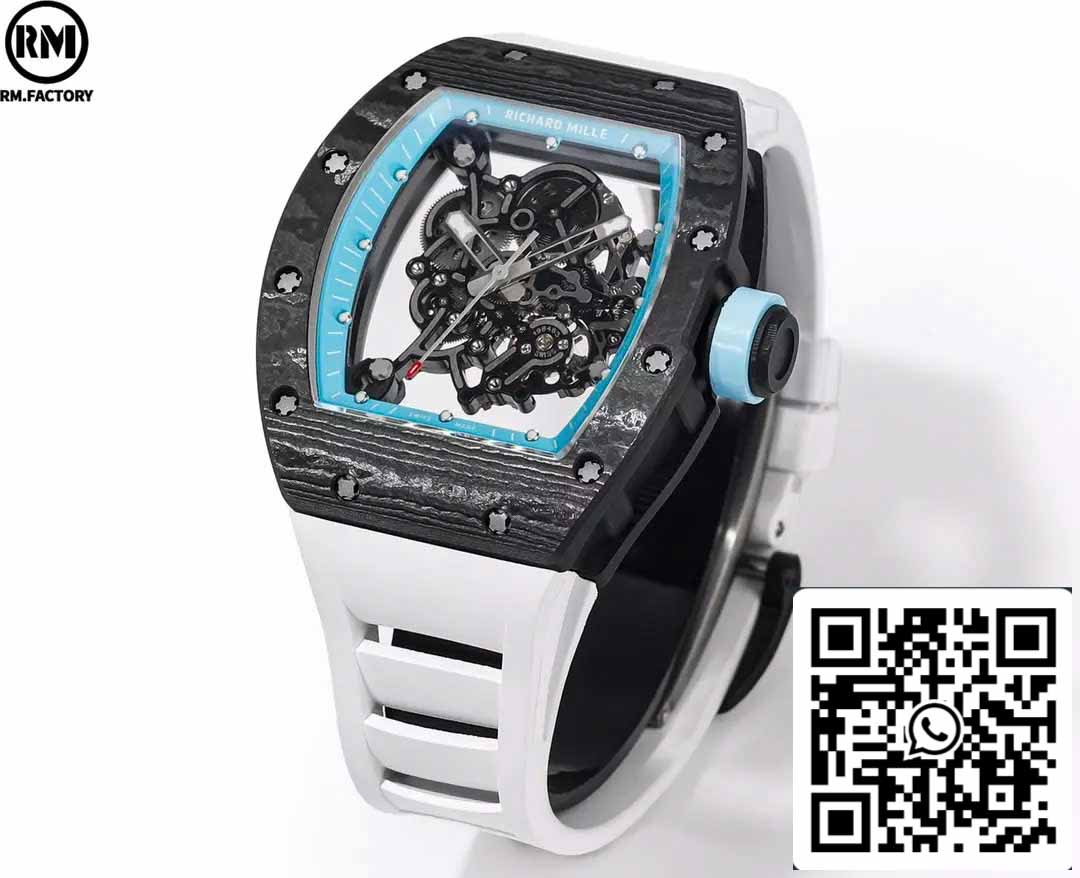 RICHARD MILLE RM055 Cassa in fibra di carbonio 1:1 Best Edition RM Factory nuovissimo 2024 Quadrante blu 