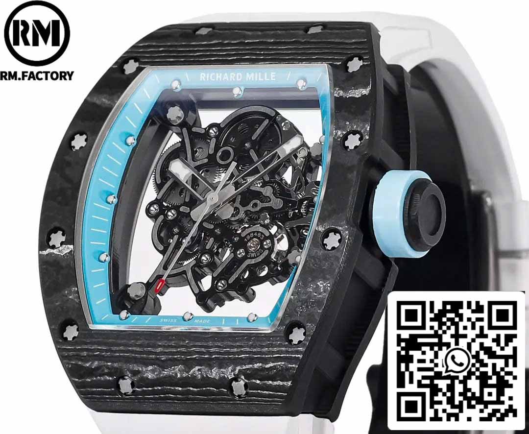 RICHARD MILLE  RM055  Carbon Fiber Case 1:1 Best Edition RM Factory newest 2024 Blue Dial