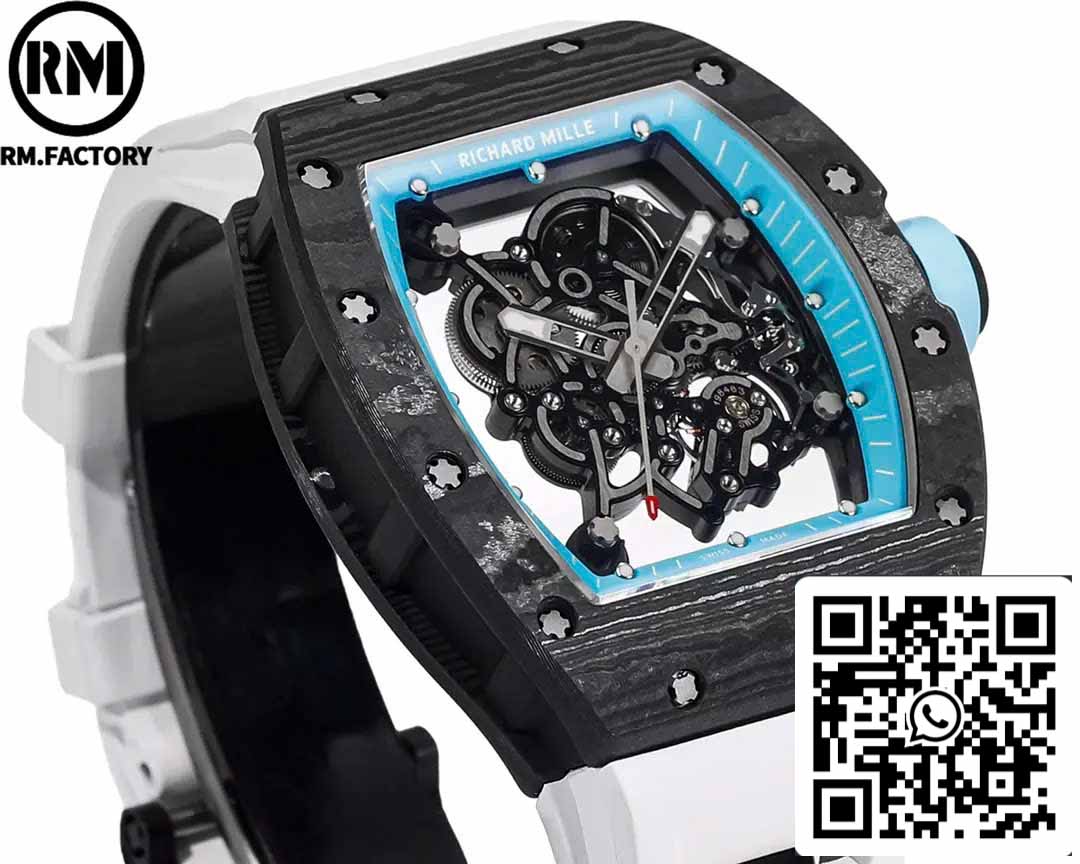 RICHARD MILLE  RM055  Carbon Fiber Case 1:1 Best Edition RM Factory newest 2024 Blue Dial