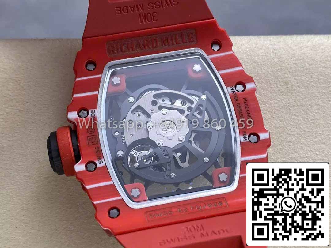 Richard Mille RM035-02 1:1 Mejor clon R7 Factory Caja de carbono roja Correa roja