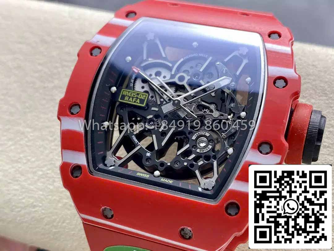 Richard Mille RM035-02 1:1 Miglior Clone R7 Factory Cassa in Carbonio Rosso Cinturino Rosso