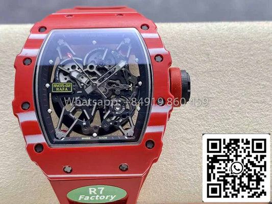 Richard Mille RM035-02 1:1 Mejor clon R7 Factory Caja de carbono roja Correa roja