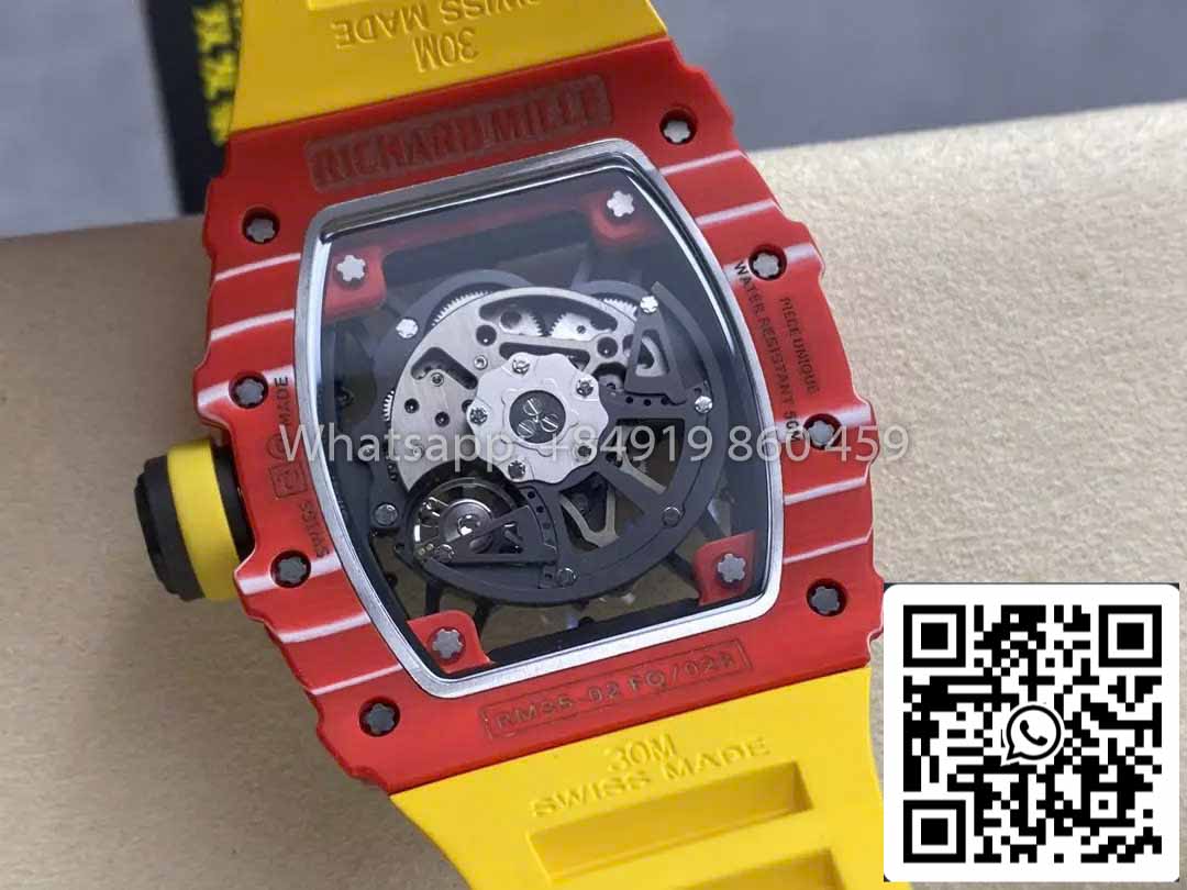 Richard Mille RM035-02 1:1 Mejor clon R7 Factory Caja de carbono roja Correa amarilla