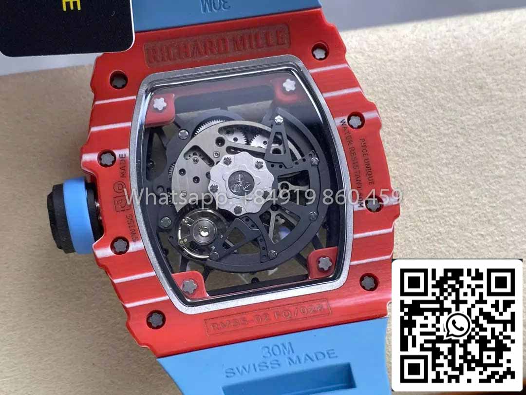 Richard Mille RM035-02 1:1 Best Clone R7 Factory Red Carbon Case Blue Strap