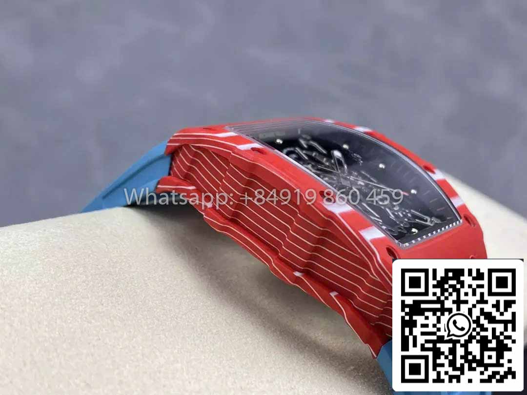 Richard Mille RM035-02 1:1 Best Clone R7 Factory Red Carbon Case Blue Strap