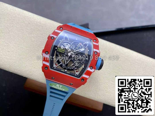 Richard Mille RM035-02 1:1 Mejor clon R7 Factory Caja de carbono roja Correa azul