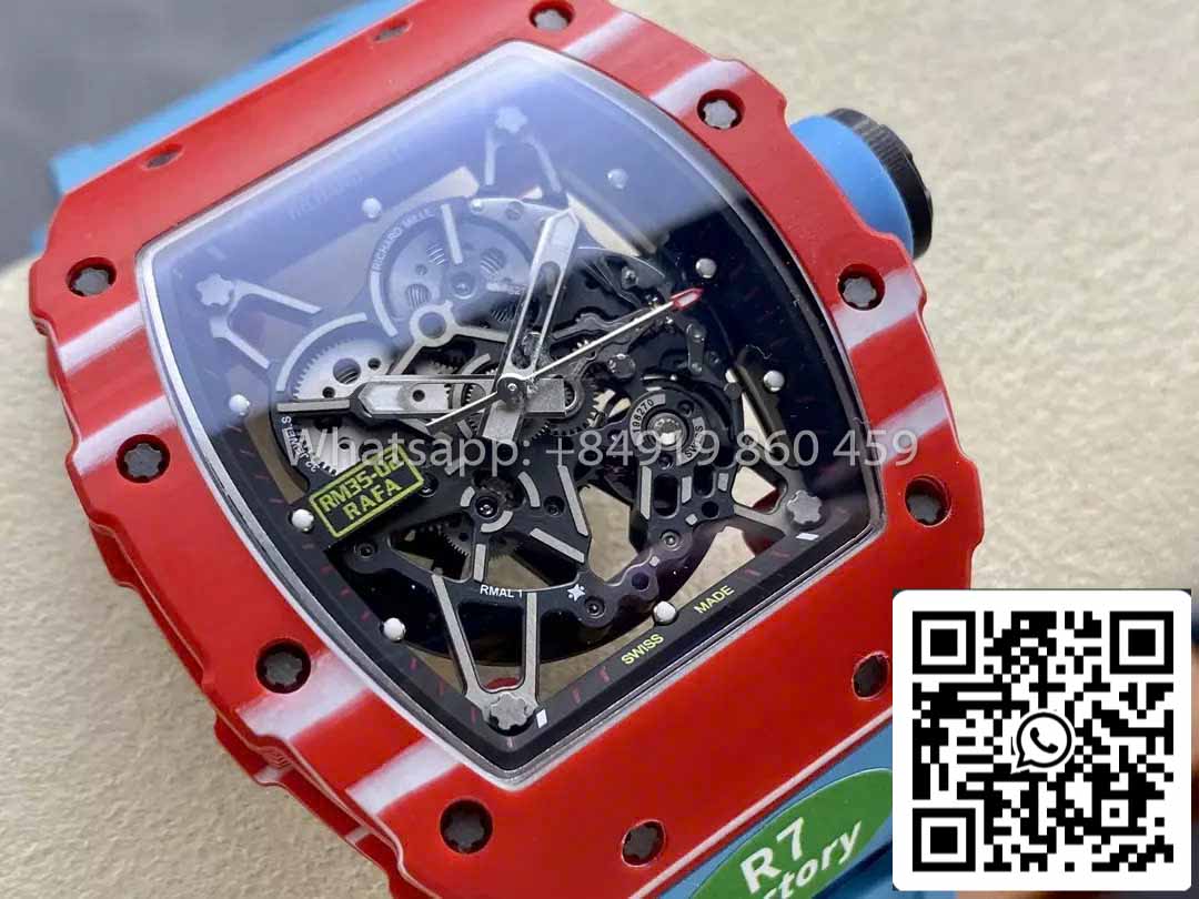 Richard Mille RM035-02 1:1 Best Clone R7 Factory Red Carbon Case Blue Strap