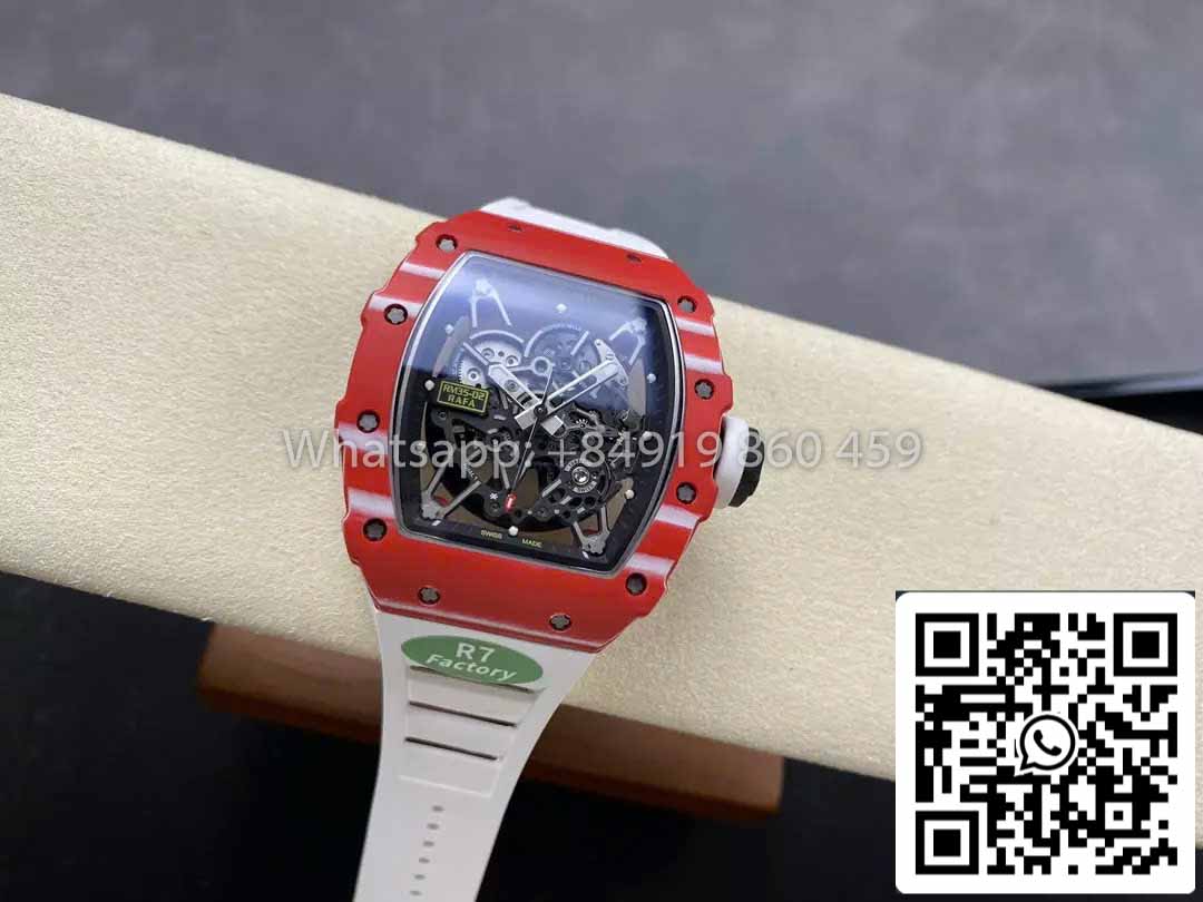 Richard Mille RM035-02 1:1 Mejor clon R7 Factory Caja de carbono roja Correa blanca