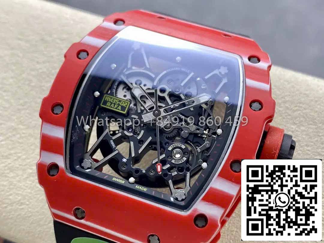 Richard Mille RM035-02 1:1 Best Clone R7 Factory Red Carbon Case Black Strap