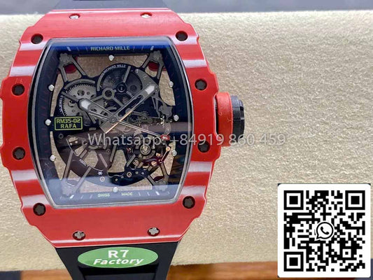 Richard Mille RM035-02 1:1 Mejor clon R7 Factory Caja de carbono roja Correa negra