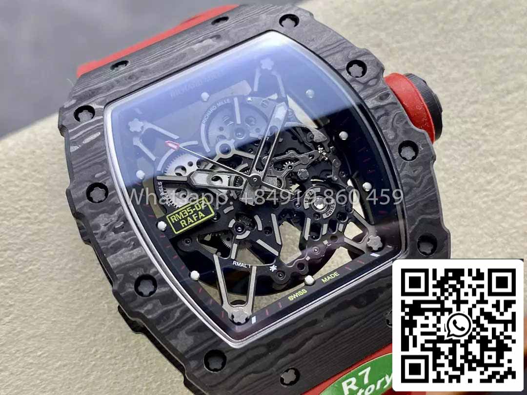 Richard Mille RM035-02 1:1 Mejor clon R7 Factory NTPT Caja de carbono Correa roja