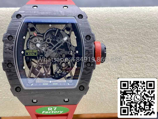 Richard Mille RM035-02 1:1 Mejor clon R7 Factory NTPT Caja de carbono Correa roja