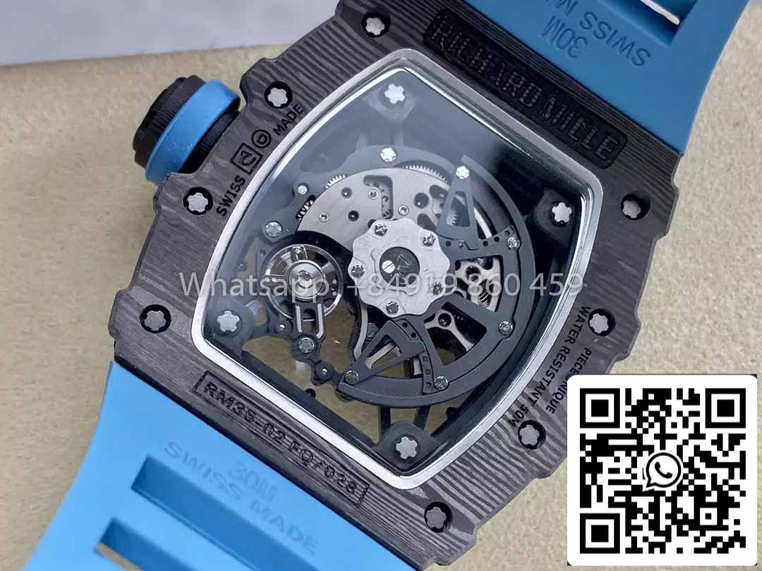 Richard Mille RM035-02 1:1 Mejor clon R7 Factory NTPT Caja de carbono Correa azul