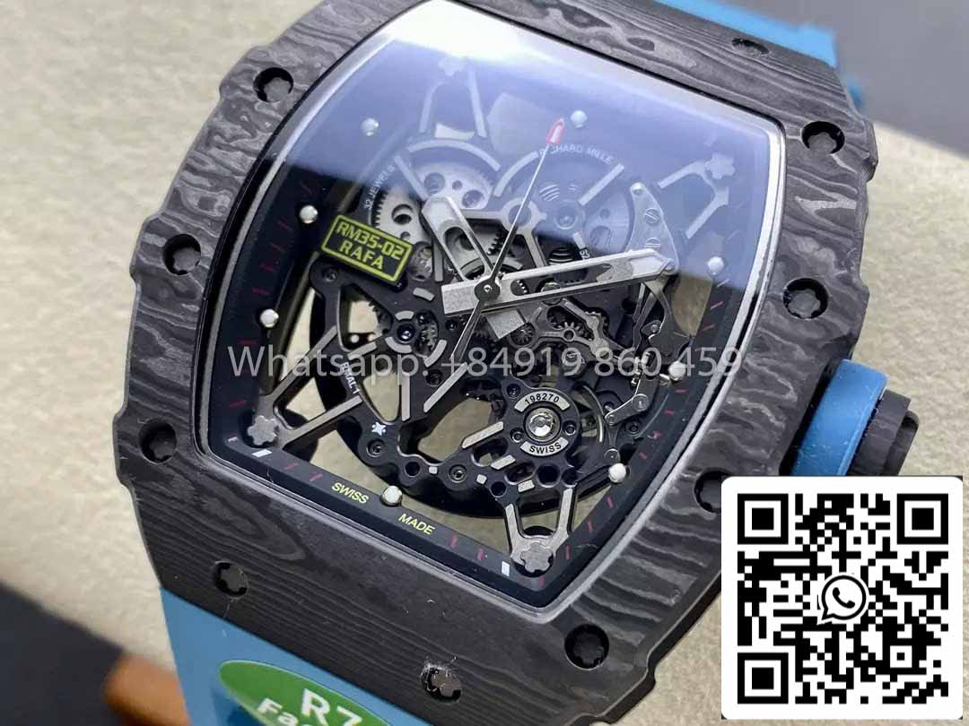 Richard Mille RM035-02 1:1 Mejor clon R7 Factory NTPT Caja de carbono Correa azul