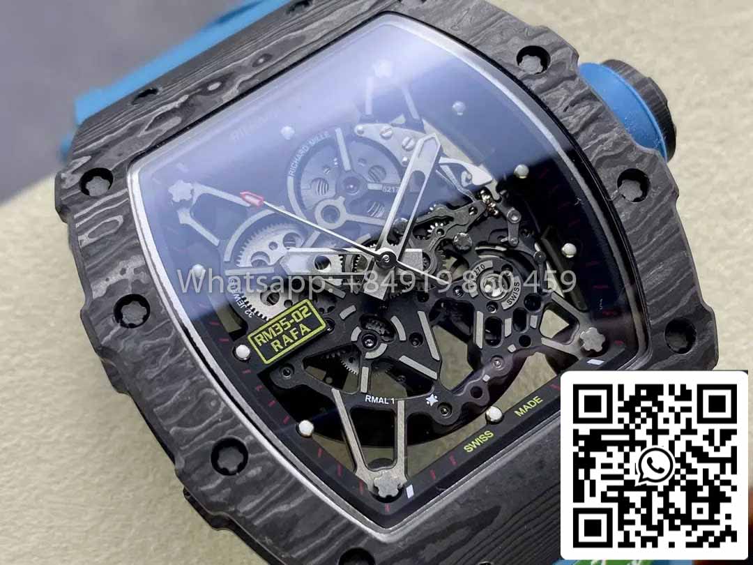 Richard Mille RM035-02 1:1 Mejor clon R7 Factory NTPT Caja de carbono Correa azul