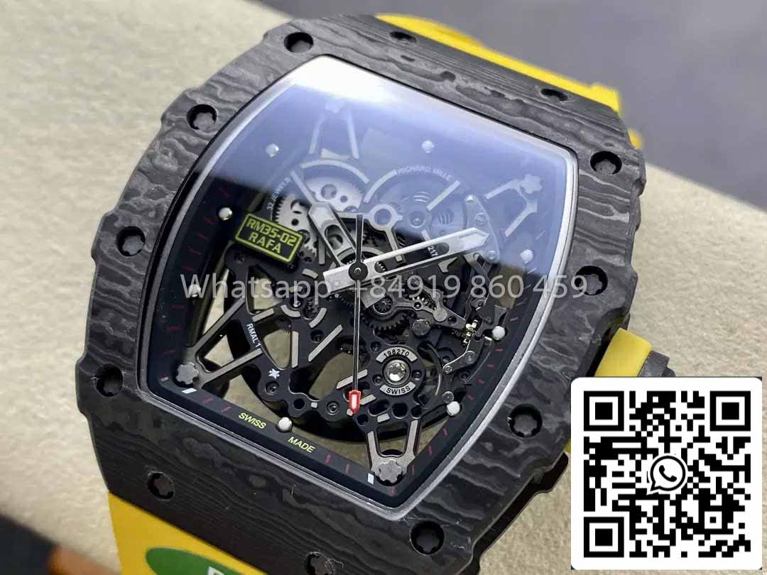 Richard Mille RM035-02 1:1 Best Clone R7 Factory NTPT Carbon Case Yellow Strap