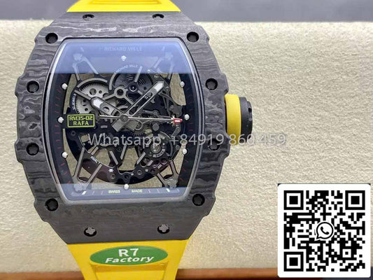 Richard Mille RM035-02 1:1 Mejor clon R7 Factory NTPT Caja de carbono Correa amarilla