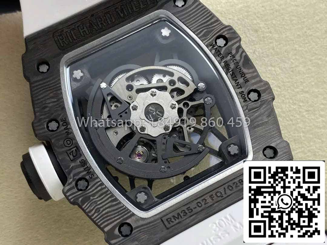 Richard Mille RM035-02 1:1 Mejor clon R7 Factory NTPT Caja de carbono Correa blanca