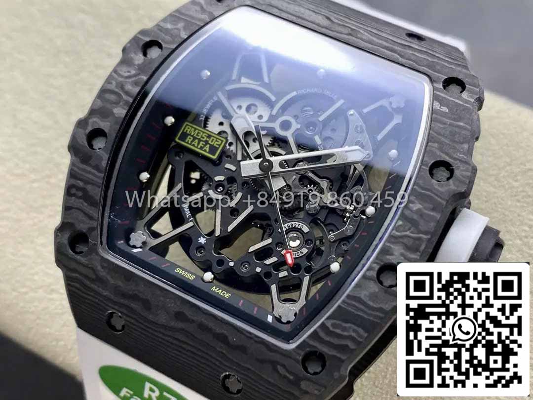 Richard Mille RM035-02 1:1 Best Clone R7 Factory NTPT Carbon Case White Strap