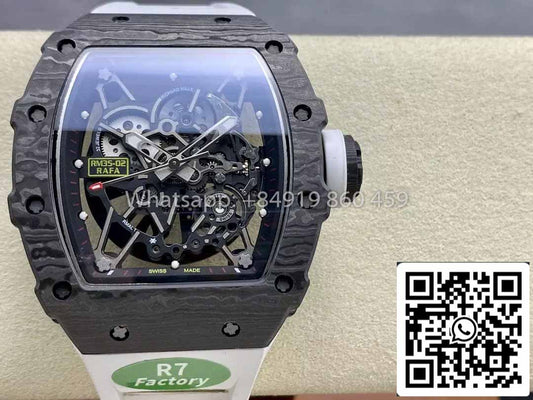 Richard Mille RM035-02 1:1 Best Clone R7 Factory NTPT Carbon Case White Strap