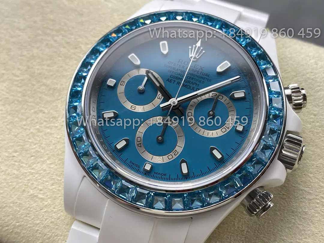 AET REMOULD Ceramica Rolex Daytona "Abu Dhabi Blue" Bezel Stone 1:1 Migliore Edizione Clone