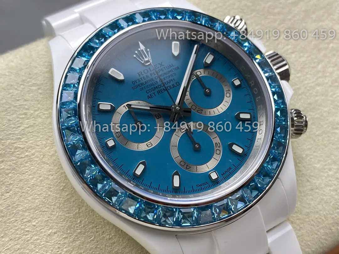 AET REMOULD Ceramica Rolex Daytona "Abu Dhabi Blue" Bezel Stone 1:1 Migliore Edizione Clone