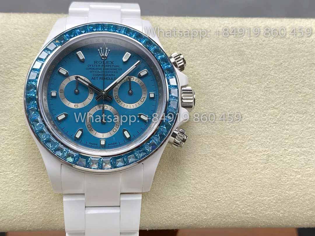 AET REMOULD Ceramica Rolex Daytona "Abu Dhabi Blue" Bezel Stone 1:1 Migliore Edizione Clone