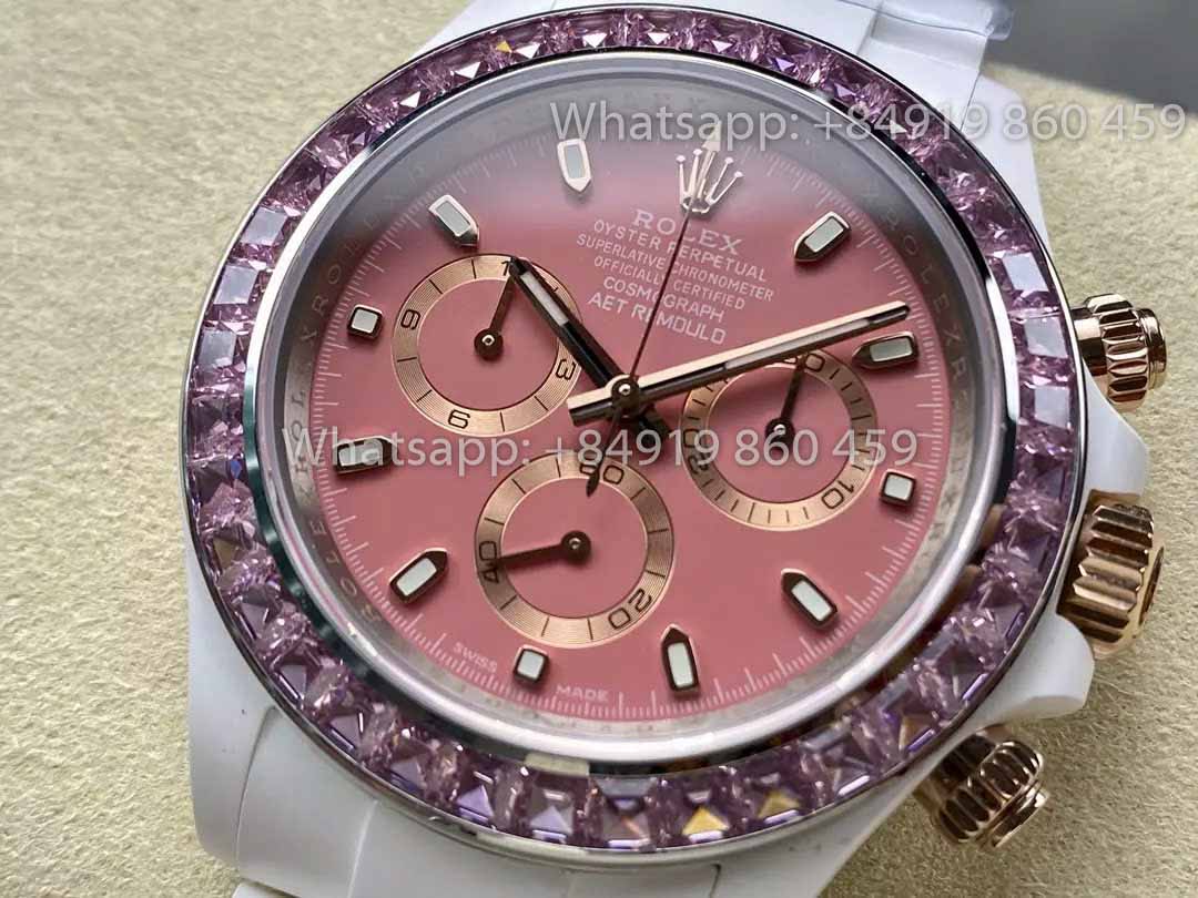 AET REMOULD Rolex Daytona de cerámica con bisel en "ACherry Blossom Pink" en edición de clonación 1:1