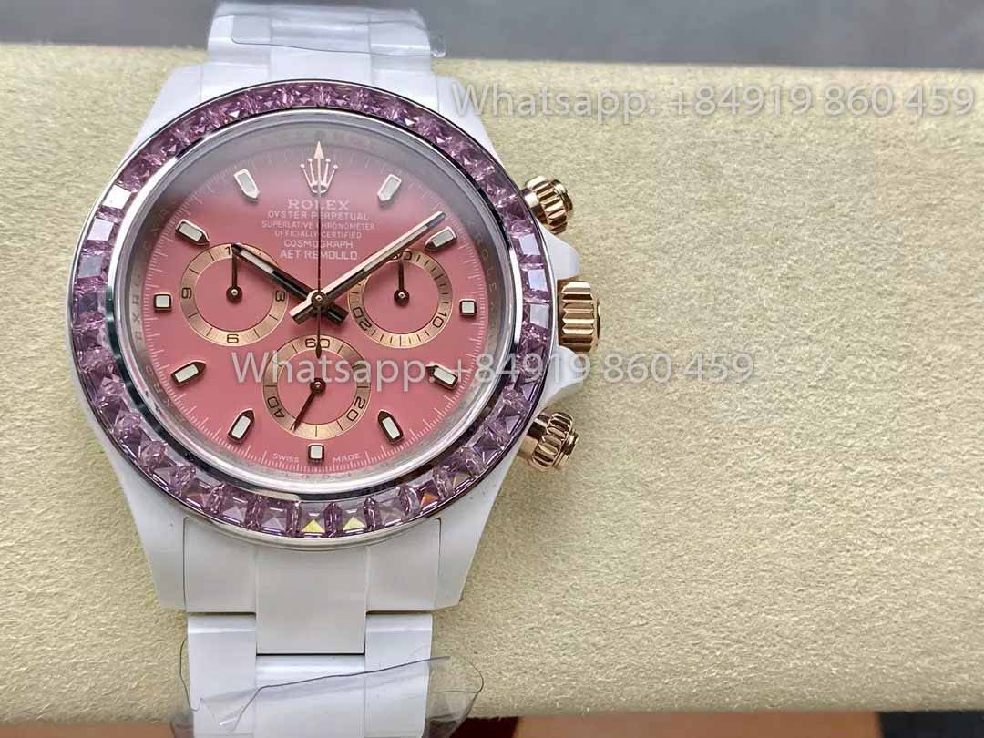 AET REMOULD Rolex Daytona de cerámica con bisel en "ACherry Blossom Pink" en edición de clonación 1:1