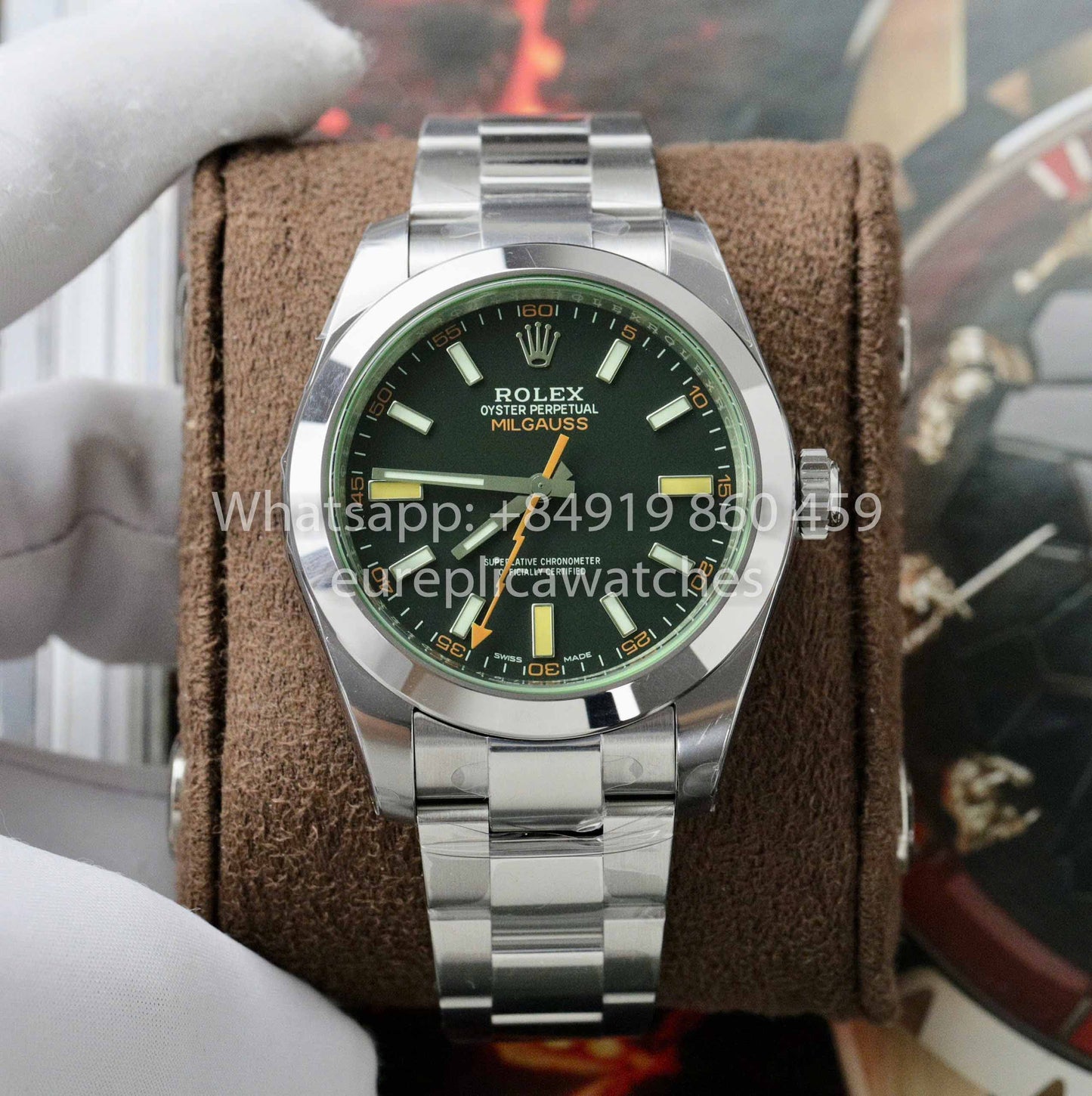 Réplica del reloj Rolex Milgauss 116400GV-0001 1:1 mejor clon vs fábrica