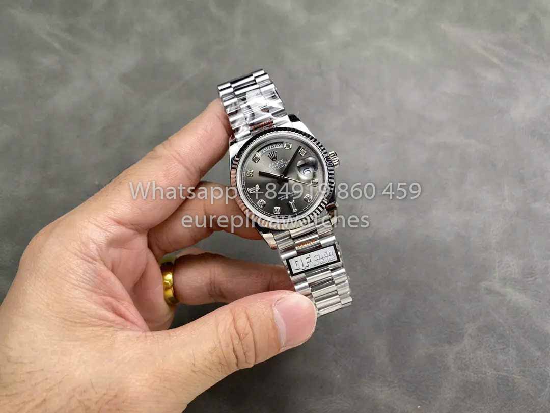 Rolex Day Date 128236 QF Factory 1:1 Mejor clon Esfera de diamantes grises 36 mm