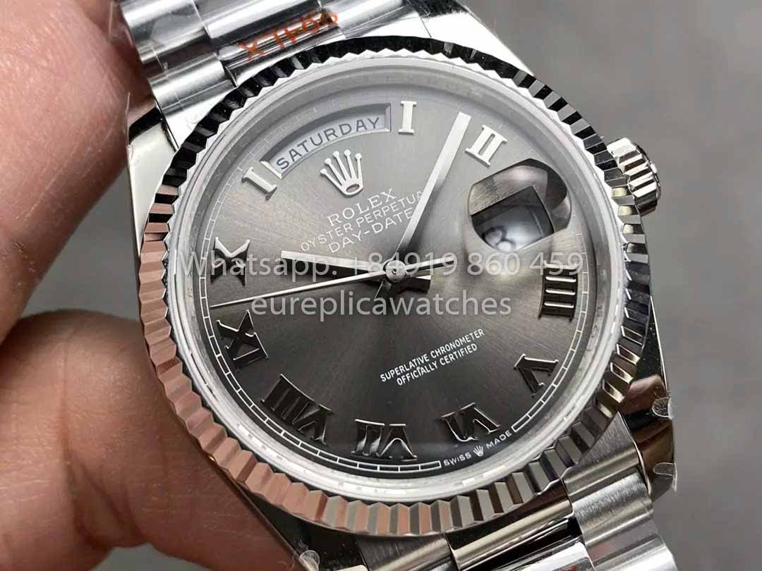 Rolex Day Date 128236 QF Factory 1:1 Best Clone Grey Roman numerals Dial