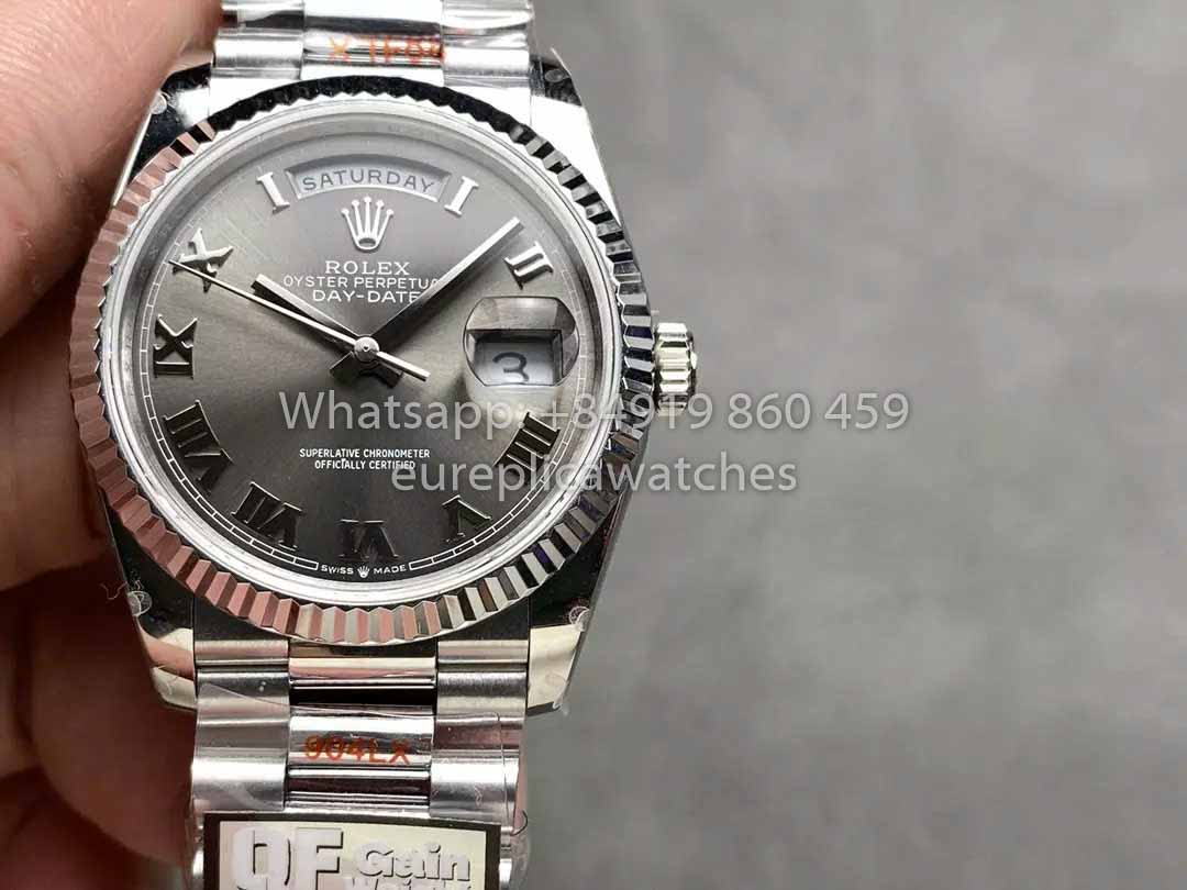 Rolex Day Date 128236 QF Factory 1:1 Miglior Clone Quadrante con numeri romani grigi