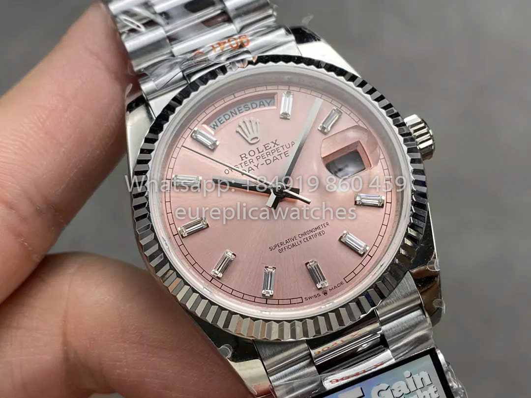 Rolex Day Date 128236 QF Factory 1:1 Miglior Clone Quadrante Diamante Rosa