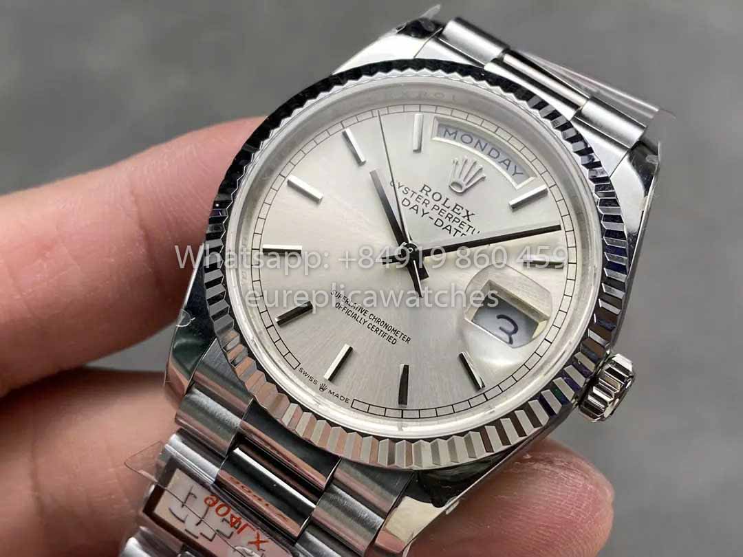 Rolex Day Date 128239-0005 QF Factory 1:1 Miglior Clone Quadrante Argento Indice