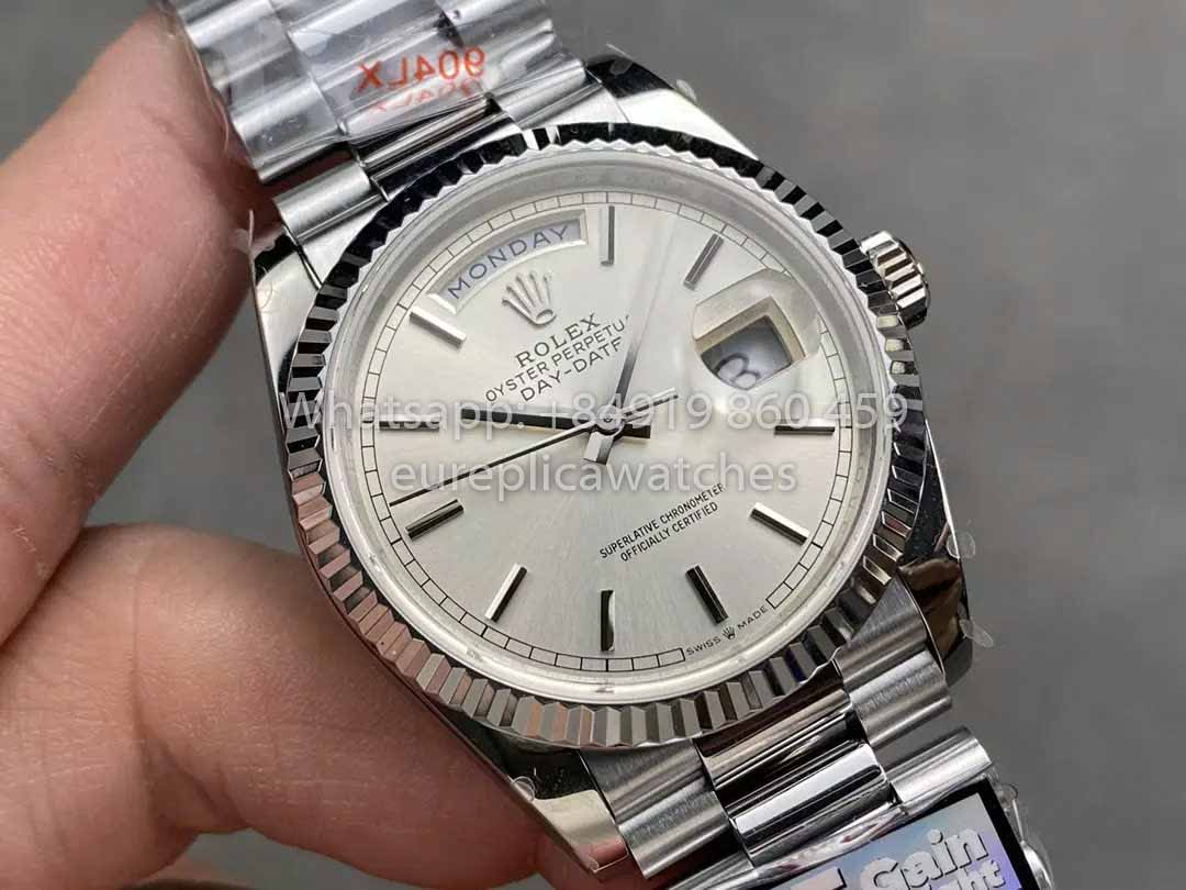 Rolex Day Date 128239-0005 QF Factory 1:1 Miglior Clone Quadrante Argento Indice