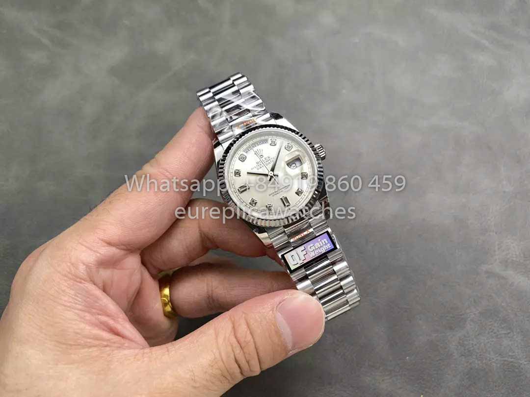 Rolex Day Date 128239 QF Factory 1:1 Best Clone Silver Diamond Dial